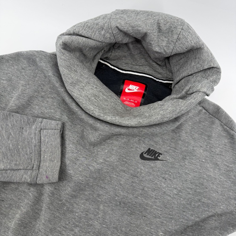 Nike Tech‎ Fleece Hoodie Women XS Grey Funnel Neck Pullover 844389-091